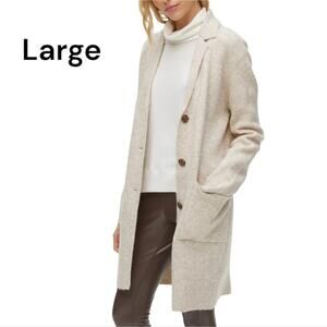 Large Michael Stars Oatmeal Knit Button Up Sweater Coat Shacket With Pockets